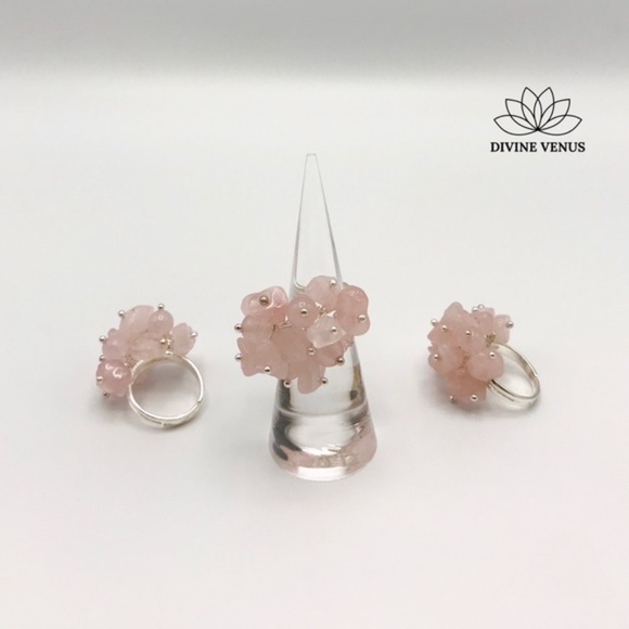Rose Quartz Adjustable Ring - Picture 2 of 7